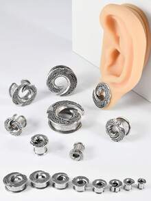 1个不锈钢银色漩涡耳塞，简约设计，耳廓扩张器，耳洞扩耳器，穿刺饰品 - 如圖 - 查看 2