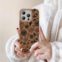 Funda para phone (1 unidad). Compatible con phone 16 Pro, 15/14 Plus. Funda retro de piel sintética con diseño de piel de oveja. Diseño artístico y moderno en color marrón. Suave y cómoda, ideal para hombres y mujeres. - Colores mixtos 1 - Ver 3