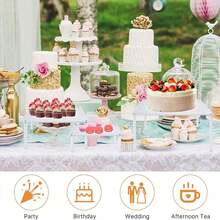 3 件套亚克力蛋糕架、纸杯蛋糕架、面包店柜台甜点展示架、开胃菜架、生日婚礼派对婴儿送礼会礼物 - 透明 - 查看 5