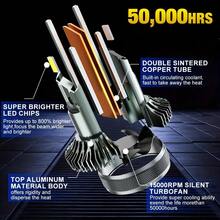 TOAUTO 2 件超亮 LED 汽车前灯和雾灯，35000lm，200W，高强度 6500K 白光，耐用铝制结构，自动四铜管涡轮汽车前灯，兼容 H11 H4 H7 H1 9005 9006 - 白色 - 查看 5