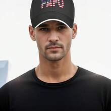 Men's American Flag Baseball Cap - Black Mesh Trucker Hat With Adjustable Buckle, Breathable Lightweight Design, Patriotic Stars & Stripes  Lettering For Casual Outdoor Sports - màu đen - Xem 4