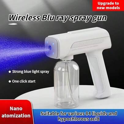 RAF 手持式纳米蓝光消毒喷枪，紫外线杀菌喷枪，雾化消毒枪，高雾量，远距离，8颗蓝光灯管，防堵塞喷嘴设计，防滑手柄，适用于多种场景，情人节、圣诞节送给家人朋友的理想礼物