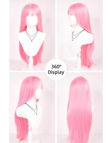 Heat Resistant Chemical Fiber Wigs Daily Wear Women Wigs Sweet Cute Wigs Prom Party Wigs Natural Hair - Hồng - Xem 2