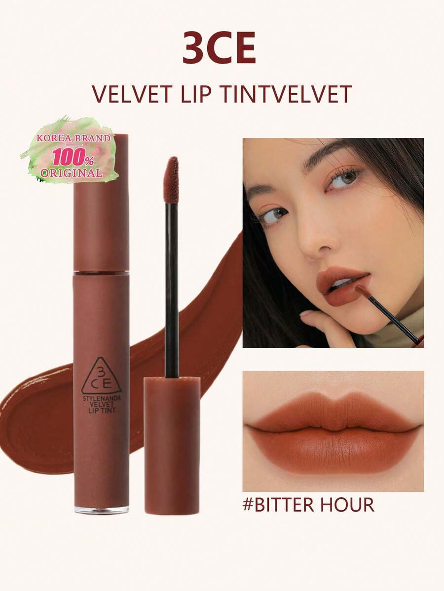3CE Velvet Lip Gloss #Bitter Moment, Velvet Matte, Smooth & Lightweight, Healthy Glow, Exquisite & Luxurious, Long-Lasting Color, Korean Cosmetics - BELUDRU #JAM PAGI - View 1