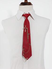 1个时尚水钻十字领带夹，男女通用，绿色/黑色/红色可选，舒适百搭，适合衬衫、派对、演出等场合。