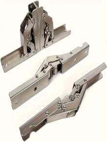 90 Degree Folding Table Hidden Hinge Long Rectangular Flip-Up Cabinet Door Hinge 180 Degree Flat Open Hinges Hardware Accessories - Silver - View 7