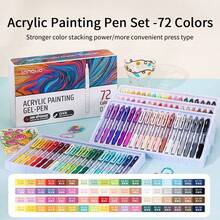 6/12/18/36/54/72/90色可伸缩丙烯颜料彩色凝胶笔套装 - 凝胶笔，中号笔尖（0.7毫米），丙烯颜料马克笔，圆珠笔，勾线笔，荧光笔，非常适合鲜艳的彩色书写和素描，书写流畅，适用于绘画、高亮、学生笔记、制作手册、办公等用途。 - 彩色 - 查看 30