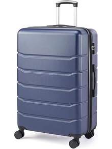 豪华28英寸硬壳登机箱，带双万向轮和TSA海关锁，硬壳，可扩展，轻便，黑色行李箱，拉杆箱，万向轮行李箱，旅行行李箱，硬壳行李箱，登机箱，带轮行李箱，男士女士旅行必备，度假，商务出行，大容量旅行必备，旅行配件，旅行收纳整理，旅行用品 - 藍色 - 查看 7