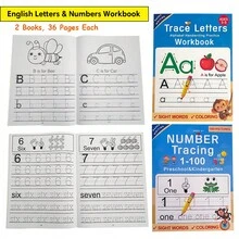 Lachilly Livro de Atividades de Alfabeto e Números para Crianças - Livro Educativo de Caligrafia com Letras e Números em Inglês - Material para Colorir e Escrita para o Jardim de Infância - Multicolorido - Ver 2