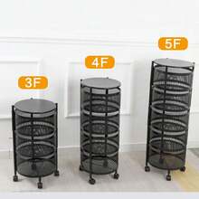 Rolling Trolley With 3/4/5 Levels, Multi-Layer Kitchen Shelf With Wheels, Serving Trolley Made Of Steel, Fold-Out Baskets, Shelf For Kitchen, Bathroom, White - trắng - Xem 3