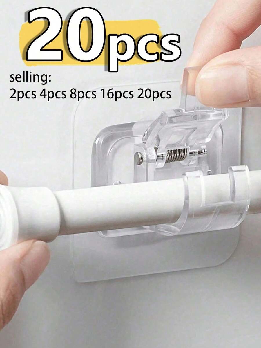 20/2pcs Transparent/White Window Curtain Hooks, Self-Adhesive Curtain ...