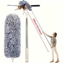 Adjustable And Bendable Microfiber Duster Iron Alloy Material - Washable, Duster 1/2/3pcs Set Bendable Duster With 100-Inch Extension Pole, For Cleaning High Ceilings, Fans, Blinds, Cobwebs, Furniture, Cars - Dust Collector - View 8