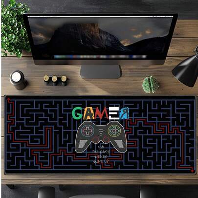 Tấm lót chuột và bàn phím chơi game phong cách retro - Thiết kế mê cung, họa tiết nhân vật game kinh điển, viền cao su chống trượt, phù hợp cho máy tính PC/văn phòng, quà tặng game thủ hoài cổ, trang trí nhà cửa và bàn làm việc.