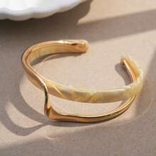 Vintage Metal Irregular Wavy Shape Open Bracelet For Women Men Punk Classic Geometric Twisted Cuff Bangles Jewelry Gift - trắng - Xem 4