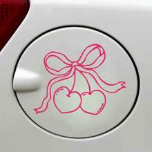 1 件樱桃蝴蝶结汽车贴花、汽车零件、乙烯基贴花、油箱盖贴花、保险杠贴纸、汽车贴纸 - 均碼 - 查看 2