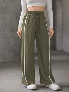 A&DD MODA, REF: ADD8823, Women's Elastic Pants, Casual, Wide, Breathable, Fine Silk, Icy, Light, Comfortable, Casual, Elegant, Modern, Stylish, Premium Quality, All Day Comfort, Perfect For Summer, Soft Touch, Freshness, Ideal For Heat. - 軍綠色 - 查看 6