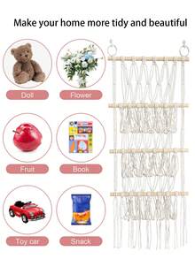 1 Peça Rede ou Rede de Pelúcia Animal, Organizador de Armazenamento de Renda, Prateleira de Armazenamento, Figura Decorativa Simples Multicamadas de Livro Toalha Ornamento Pendurado de Armazenamento, Bolsa de Rede de Figura de Madeira, Decoração para Meninos e Meninas, Armazenamento Pendurado no Quarto, Decoração Bonita de Quarto, Rede de Pelúcia, Rede Trançada de Duas Camadas com Borla