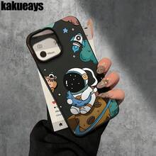 Funda protectora para phone con diseño de astronauta de dibujos animados (1 unidad), compatible con phone 16 Pro Max, 16, 15 Pro, 14, 14 Plus/14 Pro Max, 13, 13 Pro, 12 Pro, 11/11 Pro. Regalos para cumpleaños y fiestas. - Negro - Ver 8