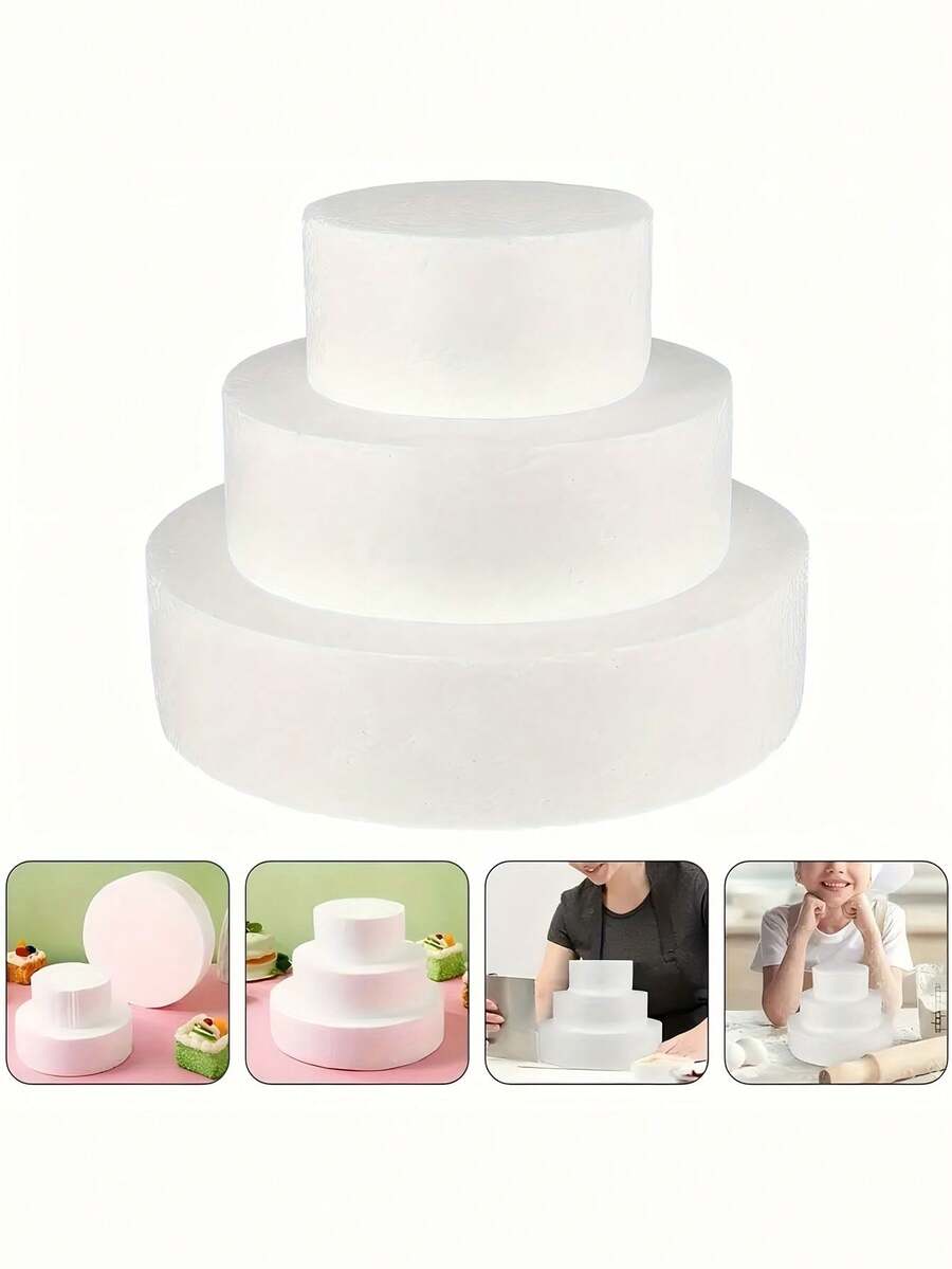 3/2/1pc Round White Foam Model, Foam Plastic Model, Used For DIY Decoration Practice, Wedding Decoration Display, Flower Decoration, Cake Building, Display, Christmas Party, Valentine's Day, Easter, Mother's Day And Other Holiday Party Decoration, Making Model Props