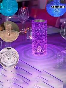 1pc Rose Crystal Lamp With Touch & Remote Control, 16 Color Options, Dimmable, USB Powered, Suitable For Room, Study, Party, Wedding, Creating Romantic Atmosphere, Gift, USB Powered Projector - Crystal Rose Atmosphere Light - View 3
