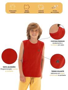 Kit Of 2 Plain Tank Tops For Boys, Summer 100% Cotton, Warmth - Multicolor - View 3