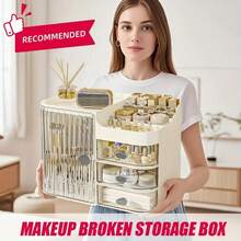 Extra Large Capacity Cosmetic Organizer, Care Organizer Drawer Beauty Rack, - Multi-Level Cosmetic Organizer With Mirror And Drawer, Home Desktop And Drawer Cosmetic Display Organizer For Dresser, Bathroom And Counter, Ideal Gift For Women And Girls - 柔和的白色 - 查看 1