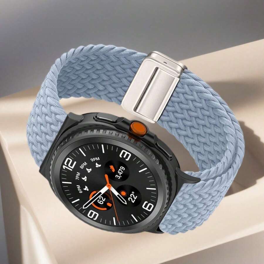 Stretchy Braided Magnetic Nylon Band For Galaxy Watch 8 40mm 44mm & 8 Classic 46mm - Adjustable Breathable Elastic Sport Strap With Quick Release, Sweatproof Lightweight Comfortable Woven Wristband For Women Men