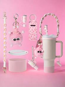 杯配件套装（不含杯子）适用于 30 盎司和 40 盎司的 杯，包含 1 套水瓶手柄带、1 个硅胶吸管套、1 个硅胶杯套、1 套饰物配件