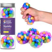 Squishy Stress Ball Squeeze, Color Sensory Toy, Relieve Tension, Anxiety, Home, Travel And Office Use, Fun For Kids And Adults (4-Pack),Back To School Supplies - 1 - 查看 1
