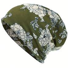 1/6 件 活力波西米亚花卉印花针织帽、围脖、弹力无檐帽、复古男女通用围脖、柔软无檐帽 - 彩色 - 查看 5