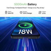 UMIDIGI G9T 全球版智能手机，Android 14，8GB+128GB 可扩展 1TB，6.75 英寸 HD+ 90Hz 显示屏，13MP 摄像头，5000mAh 电池，面部和指纹解锁，4G 双 SIM 卡，GPS - 綠色 - 查看 5