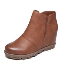 Athlefit Women' S Wedge Booties With Heel Hidden Wedge Boots Ankle Boots Fashionable Casual Work Shoes - Nâu2 - Xem 2
