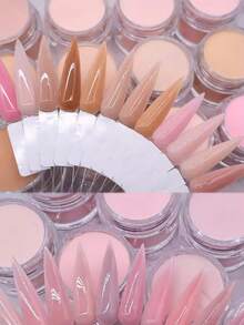 10克/片肤色亚克力粉，高光裸粉色亚克力粉，美甲DIY设计，亚克力美甲3D雕塑，法式美甲延长，专业聚合物3D亚克力美甲套装，节日礼物亚克力按压式美甲片 - 彩色 - 查看 1