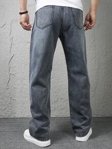 Jeans rectos de denim para niños adolescentes - Gris Oscuro - Ver 2