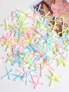 100 件混色缎带蝴蝶结 - 迷你蝴蝶结，适用于 DIY 工艺品、发夹、玩偶配饰、信封装饰、手工制品、礼品包装装饰和制作发夹和头带、礼品篮、生日包裹、节日装饰、办公室装饰、花环、婚礼、新娘送礼会、派对