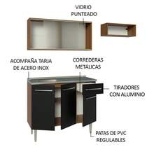 Emilly Madesa 05 Compact 165cm Kitchen Cabinet With Rustic/Black Sink - Brown and Black - View 4