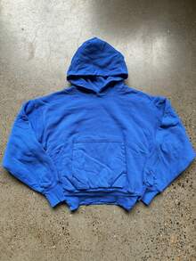 Yeezy X Gap Perfect Hoodie, Oversized Double-Layer Cotton Pullover, Thick Basic Hoodie For Men And Women, Blue - Màu xanh lam - Xem 1
