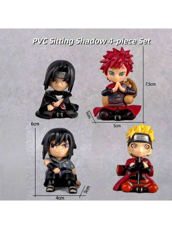 bandai 4 pièces Pop! Animation : - Figurines chibi en position assise, Kakashi, Gaara, produits dérivés d'anime