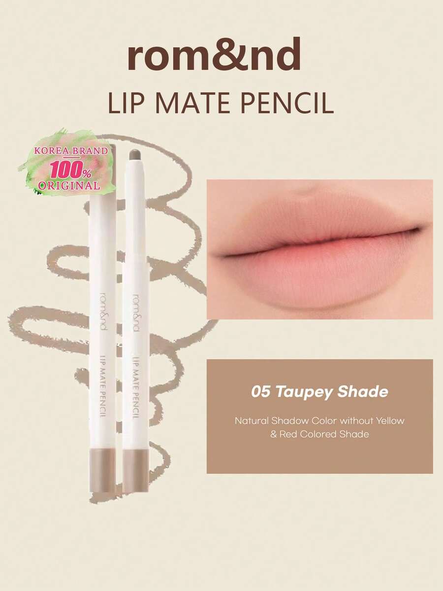 Rom&nd Romand Lip Mate 唇線筆 0.5g/0.02oz,唇線筆,臉部彩妝,持久顯色,長效持妝,濃郁色彩,塗抹順滑,高顯色度,可伸縮筆尖,易於使用,05 灰褐色 - 05 灰褐色調 - 查看 1