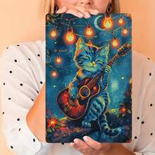 2D Flat, 1pc Vintage Jungle Cats Rock Metal Wall Sign - 8x12 Inch Retro 2D Jungle Feline With Dancing Cats, Iron Decorative Plaque For Mardi Gras Party, Music Room & Modern Home Décor Suitable For Bars, Lounges, Themed Events, Perfect For Room Decor - White - View 7