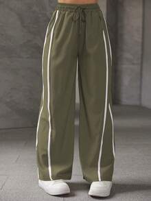 A&DD MODA, REF: ADD8823, Women's Elastic Pants, Casual, Wide, Breathable, Fine Silk, Icy, Light, Comfortable, Casual, Elegant, Modern, Stylish, Premium Quality, All Day Comfort, Perfect For Summer, Soft Touch, Freshness, Ideal For Heat. - 軍綠色 - 查看 1