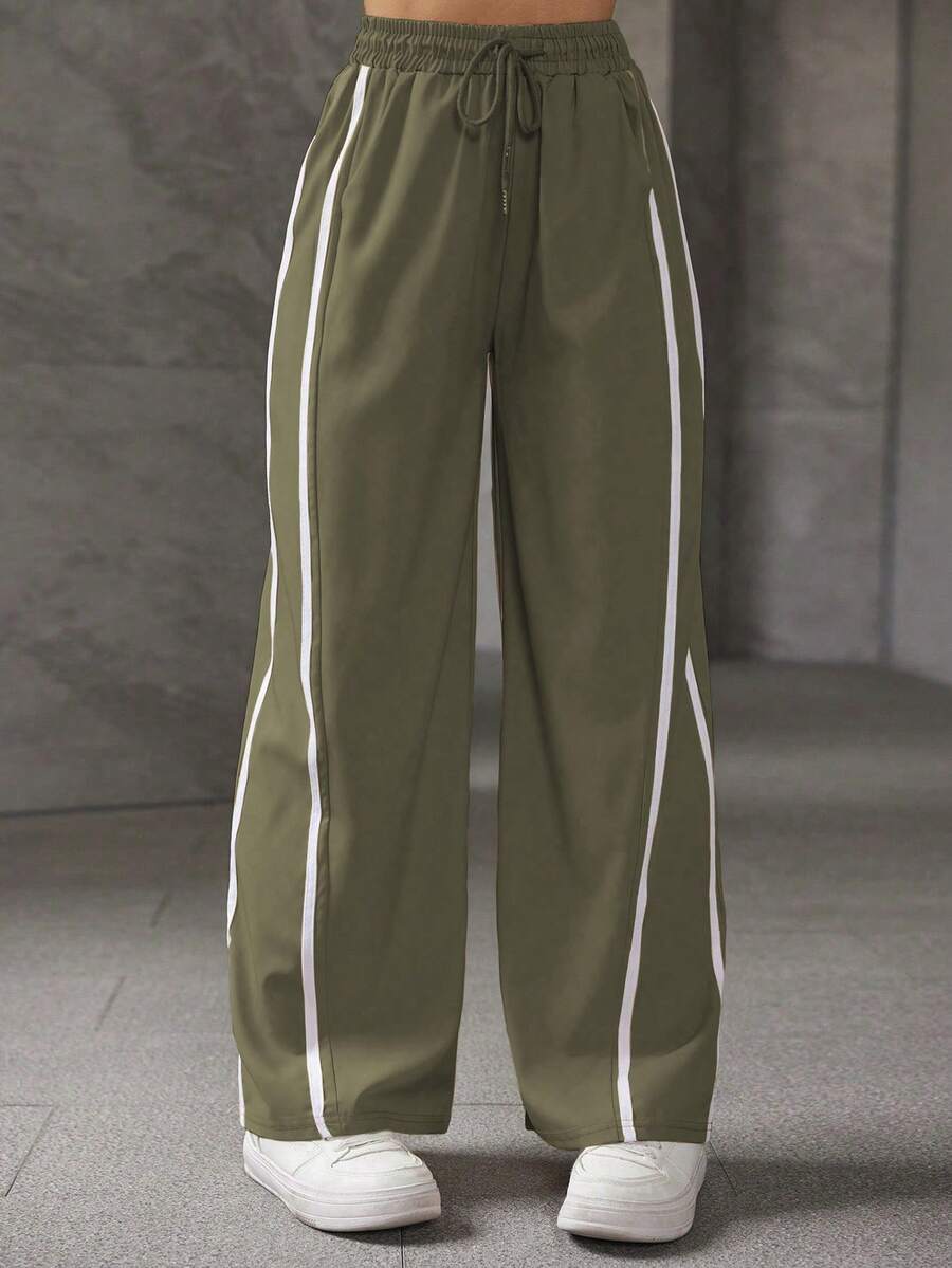 A&DD MODA, REF: ADD8823, Women's Elastic Pants, Casual, Wide, Breathable, Fine Silk, Icy, Light, Comfortable, Casual, Elegant, Modern, Stylish, Premium Quality, All Day Comfort, Perfect For Summer, Soft Touch, Freshness, Ideal For Heat. - 軍綠色 - 查看 1