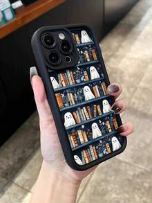 1个加厚防摔时尚书架幽灵图案印花手机保护壳，兼容 11/12/13/14/11 Pro Max/12 Pro Max/13 Pro Max/14 Pro Max XR/15/15 Pro/15 Pro Max/16/16 Pro/16 Pro Max，Galaxy A05/A15/A25/A35/A53/A54/A55/S23/S24，防水防震防刮，国际版，非国内版 - 彩色 - 查看 4