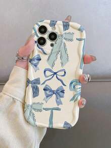 Blue Bow Knot TPU Camera Wrap Versatile Shockproof TPU Phone Case, Minimalist & Cute Design Compatible With  11/12/13/13 Pro Max/14 Pro Max,  15/15 Pro/15 Plus/15 Pro Max,  16/16 Pro/16 Plus/16 Pro Max, Series Waterproof Anti-Fall Scratch ResistantFOR-YOUR-BELOVED-PHONEChristmas Gifts - 款式1(1件) - 查看 5