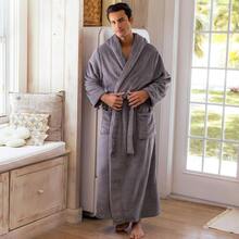 Mens Robe With Hood, Plush Fleece Hooded Mens Bathrobe, Big And Tall Bath Robe For Menhalloween - Blue Plaid - View 10