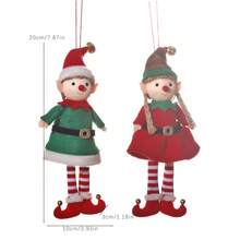 1 pièce/2 pièces Décoration de Noël Couple de Personnages Dessin Animé Sangle de Taille Poupée Elfe Pendentif, Ornement Suspendu pour Sapin de Noël, Accessoire Thématique pour Événement de Fête - Multicolore - Voir 3