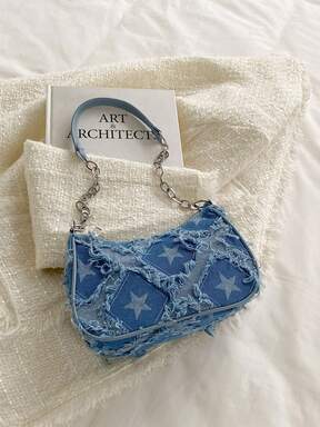 Bolso de hombro con detalles decorativos en hebilla, pespuntes, correa de cadena. Bolso de hombro decorativo de mujer con estilo callejero tipo hobo. Conjunto de bolso bandolera y billetera de tamaño pequeño/mediano, adecuado para compras, citas, regalo de mujer, apropiado para adolescentes, estudiantes universitarias, trabajo, negocios, viajes diarios