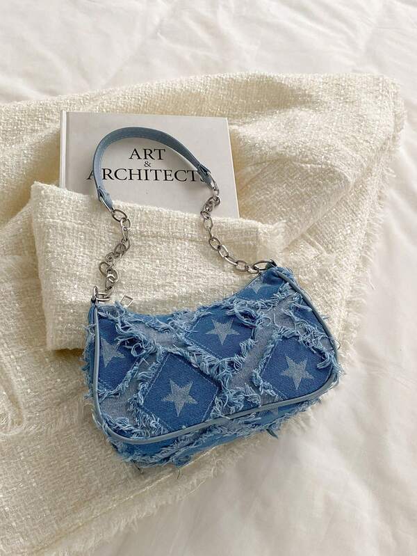 Decorative Buckle Detailing, Stitching, Chain Strap Shoulder Bag, Women's Decorative Buckle Shoulder Bag, Street Fashion Hobo Bag, Small/Medium Size Crossbody Bag And Wallet Set, Suitable For Shopping, Dating, Women's Gift, Suitable For Teen Girls, College Students, Work, Business, Commuting