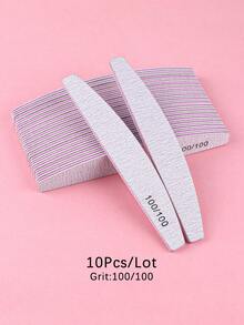 5pcs/10pcs Professional Nail Files, New Colorful Crescent Nail Files, Reusable Double-Sided Sandpaper Boards, 80/100/150/180/240 Grit Durable Zebra Nail Files, Suitable For Natural Nails/Acrylic Nails/Foot Care - Light Grey - View 15