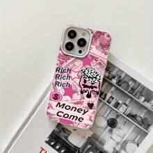 1 funda protectora para teléfono con diseño de billete rosa y orificios grandes. Compatible con phone 16 Pro Max, 16, 15 Pro, 14, 14 Plus/14 Pro Max, 13, 13 Pro, 12 Pro, 11/11 Pro (Serie Pro). Regalos para cumpleaños y festividades. Regalos para cumpleaños y festividades - Blanco - Ver 1